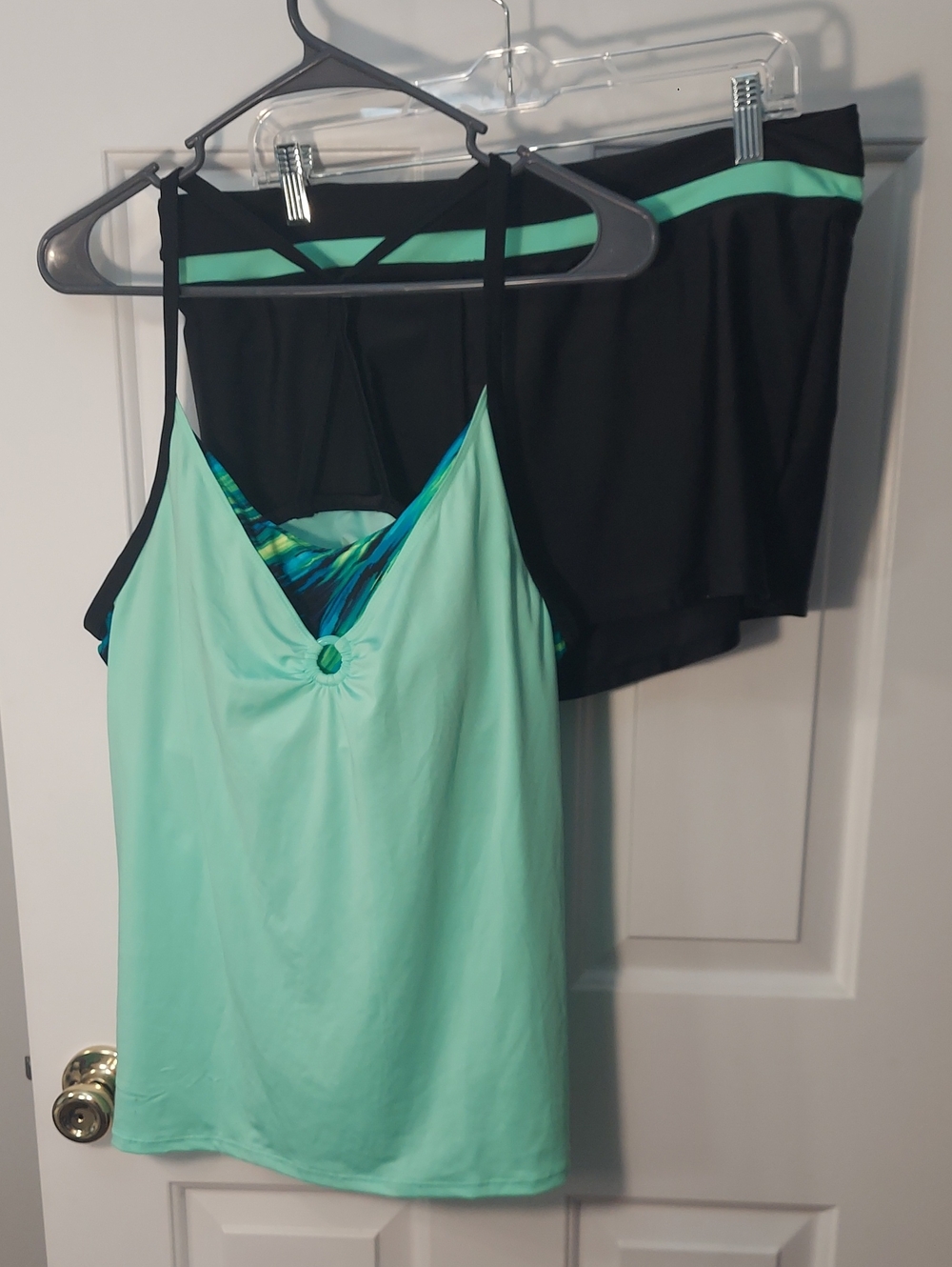 ZeroXposur Mint Green and Black Two-Piece Swim Set Size XL
